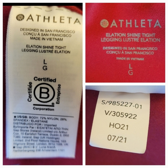 ATHLETA ELATION SHINE TIGHTS HIGH RISE LEGGINGS RED LARGE - Picture 14 of 16